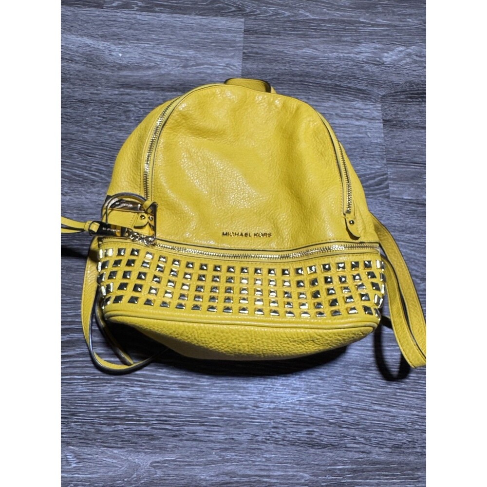 Michael Kors Yellow Studded Leather Crossbody Backpack